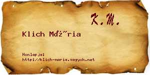 Klich Mária névjegykártya